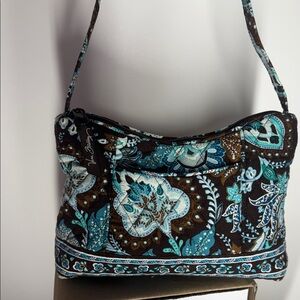 Vera Bradley Teal and Brown Floral Shoulder Bag